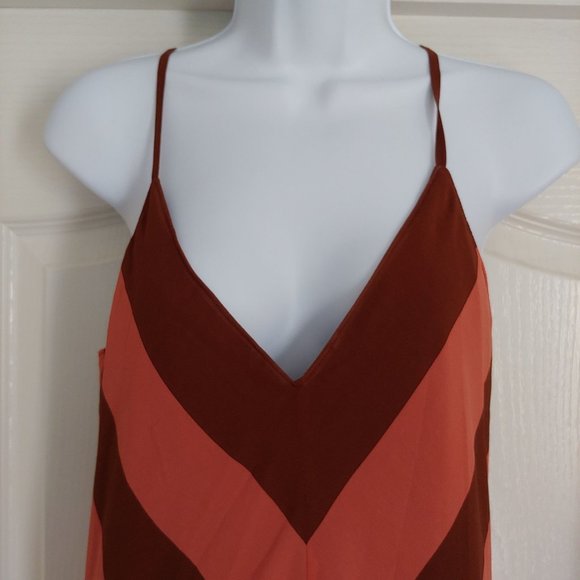 Judith March Peach and Brown Stripe Chiffon Halter Dress Large - Picture 2 of 9